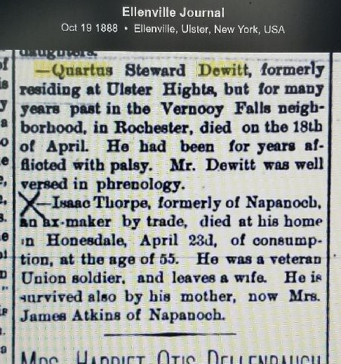 Quartus's obituary from Ellenville, NY